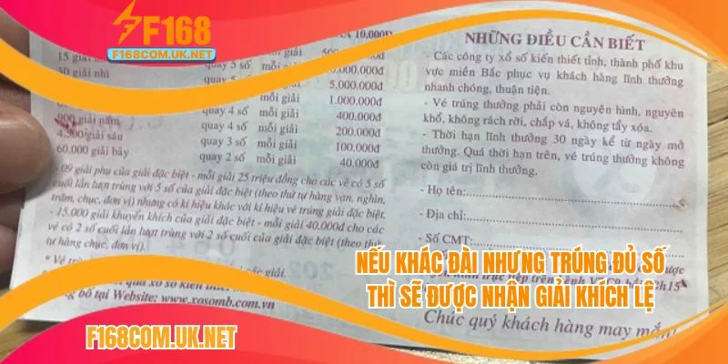 Nếu trùng đủ số nhưng khác đài thì chỉ được giải khích lệ